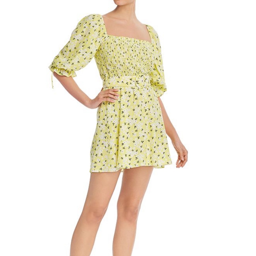 For Love & Lemons CHRYSANTHEMUM Mini Dress in Lemonade